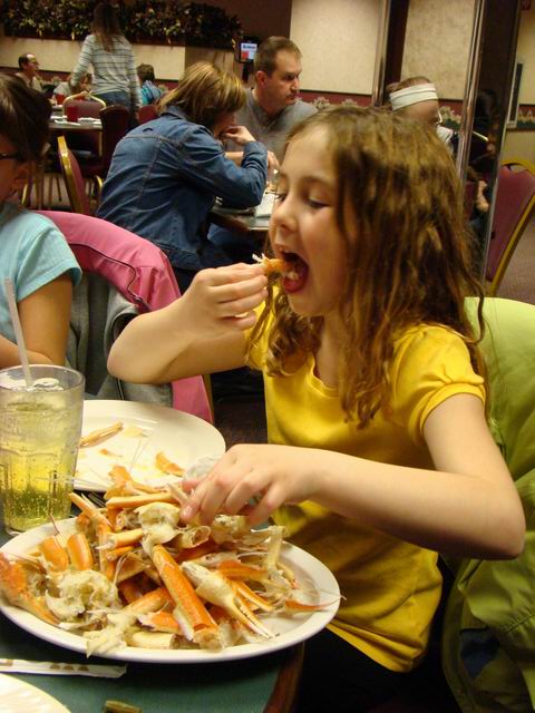 kayleen cleaned up the crab legs...